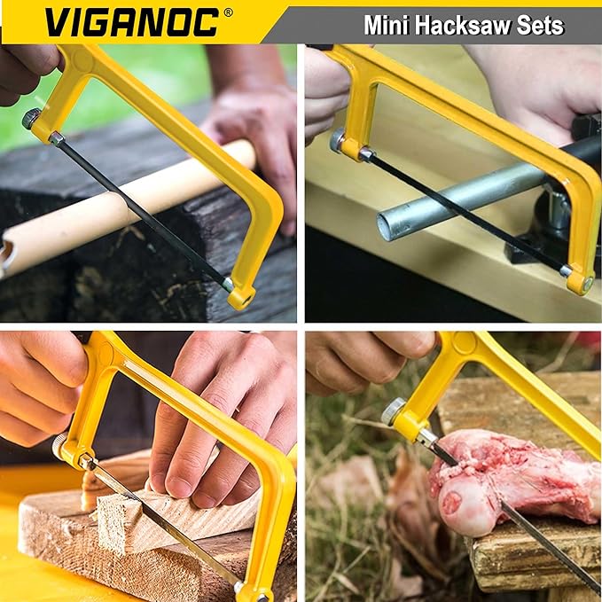 6-inch Mini Hacksaw and Miter Block Set - 150 mm Cutting Hand Saw with Bi-metal Blade