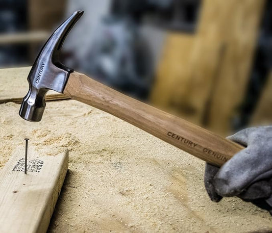 Century Drill & Tool 72272 Curved Claw Hammer, 8oz, Drop-Forged Steel Head, Hickory Wood Handle, Durable & Balanced for Carpentry, DIY & Home Repair