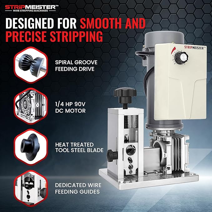 StripMeister E250 Electric Automatic Wire Stripping Machine ??Wire Size Up To 횠3/4", Jam-Free, Motorized Wire Stripper with Variable Speed Control for Copper Wires