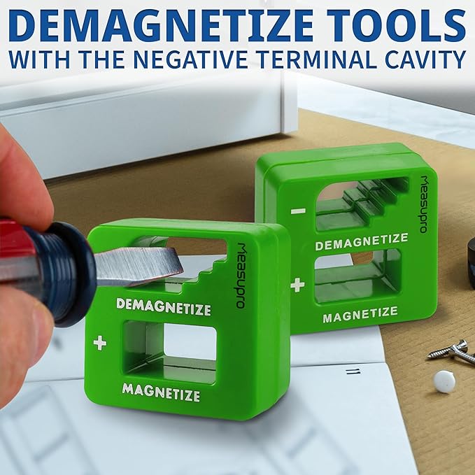 Demagnetizer and Magnetizer for Screwdrivers Tips, Bits, and Small Tools, Large or Big Screws, Drills, Drill Bits, Sockets, Nuts, Bolts, Nails and Precision Construction, Green - 3 Pack
