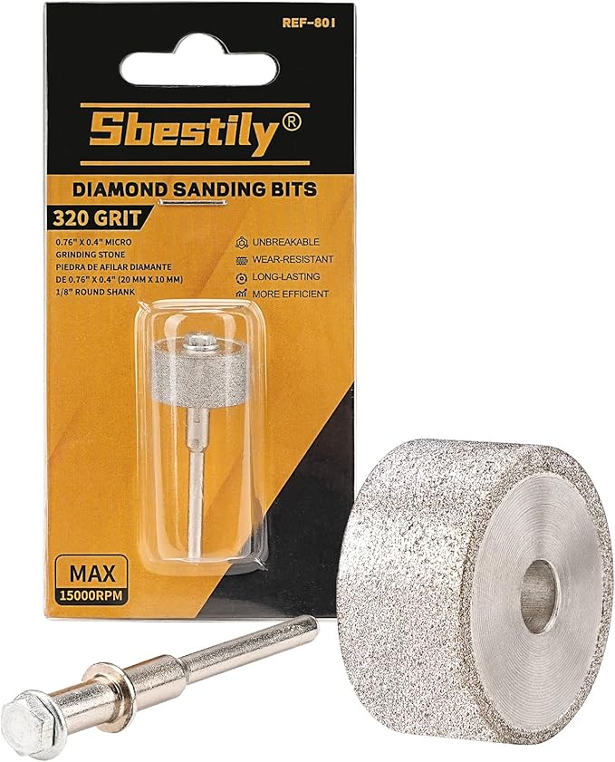 Sanding Bits for Dremel Rotary Tool竊똆rinding Stone Diamond Sanding Drill Bits with 1/8" Shank - Gift for Craft Lovers - 320 Grit 1 Pack