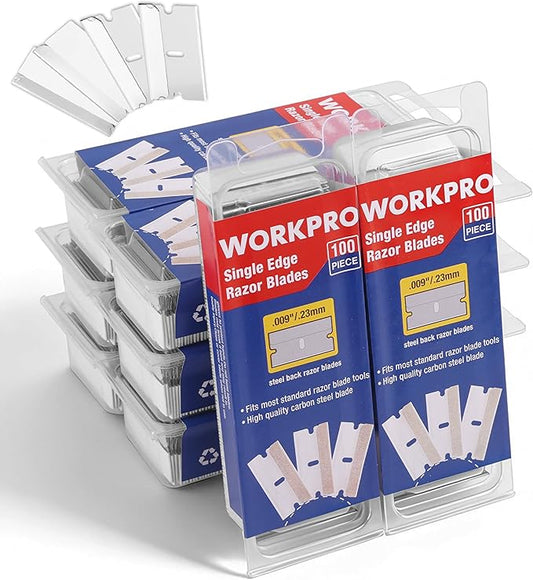 WORKPRO 800-Pack Single Razor Edge Blades, Industrial Scraper Razor Blades, High Carbon Steel One Edge Razor Blades