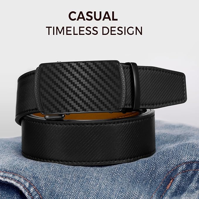 Zitahli Belt Men, Ratchet Belt Dress with 1 3/8" Premium Leather,Slide Belt with Easier Adjustable Automatic Buckle