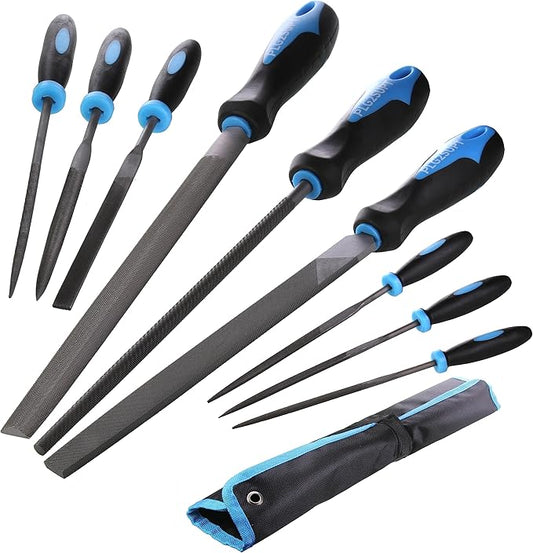 Plg2Sup 9PCs Metal File Set, Metal Files for Steel, 6 Needle Files and 3 Matal Files with Portable Bag