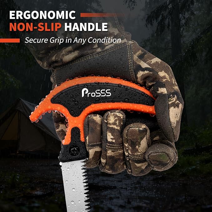 Hunting Bone Saw with Replaceable Blade, 65Mn Hardened Steel 4" Saw for Meat & Bone, Ergonomic Non-Slip Handle with Sheath & Extra Blade for Camping, Hiking, Outdoor Processing