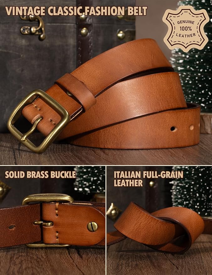 Thicken Full Grain Leather Mens Belt Heavy Duty Mens Work Belt Mens Belt High Hardness Buckle Packed In Gift Box