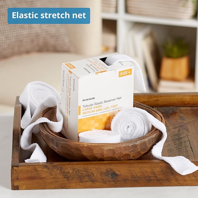 McKesson Tubular Elastic Retainer Net Dressing, Non-Sterile, Hand, Arm, Leg, Foot, Size 4, 10 1/2 in x 25 yd, 1 Count, 1 Pack