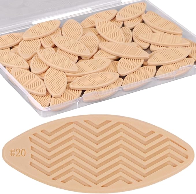 50 Pack PVC Plastic Biscuit Joiner Tool #20, Wood Color Joiner Biscuits for Connecting PVC Decorative Panels, Woodworking, Biscuit Connector for Furniture Frames, Door Frames, Countertop Joiner
