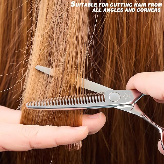 High-end Professional Hair Cut Thinning Scissors Hair Cutting Teeth Shears Barber Hairdressing Texturizing Scissor Extremely Very Sharp 6 Inch Stainless Steel Alloy For Men Women Salon& Home