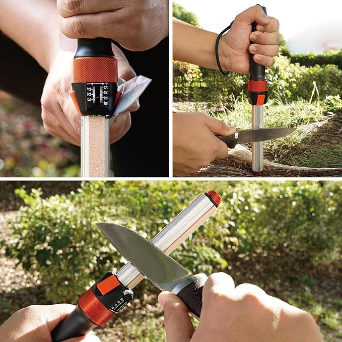 SHARPAL 210N TRANSFOROD 11-In-1 Adjustable Angle Knife Sharpener with Monocrystalline Diamond & Ceramic Rods, Tapered Rod & Leather Strops, Portable Sharpening Tool for Hunting & Outdoors