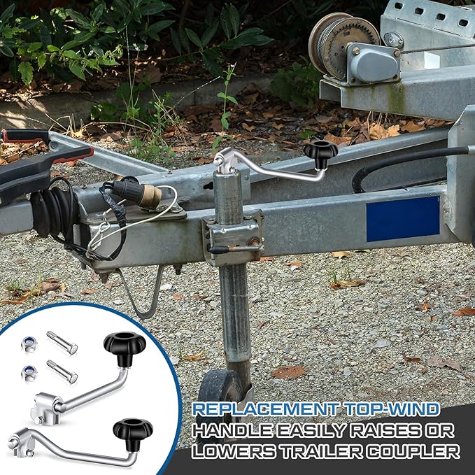 Trailer Jack Handles Replacement Crank Accessories Fits Most Trailer Jacks, Comes with Bolt Nut Spacers, Top Wind Jack Handle Red and Black (1 Set,Black)