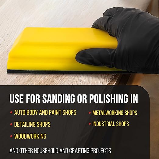 Dura-Gold Pro Series Rectangle 7-3/4" x 2-3/4" Hand Sanding Block Pad with Hook & Loop Backing and PSA Sandpaper Conversion Adapter Pad - Automotive Paint Prep Sand Shape Contour Woodworking Furniture