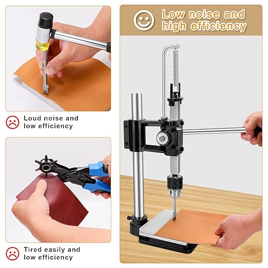 Leather Press Leather Hole Puncher Upgraded Hand Punching Machine for DIY Leather Craft Punching Holes Cutting,Forming Pressing,Install Rivets and Snap Buttons