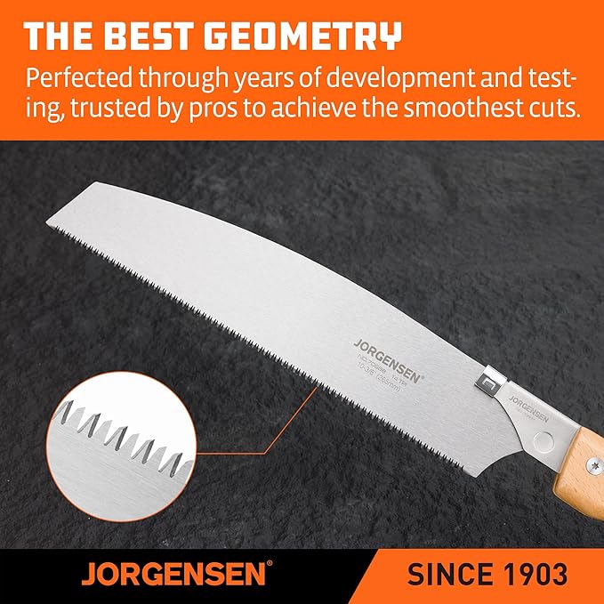 JORGENSEN Japanese Pull Saw Kataba, 10-3/8 Inch with Curved Handle, Premium SK5 Blade, 14 TPI Teeth, Woodworking Hand Saw for Hardwood & Softwood, Wood Trim