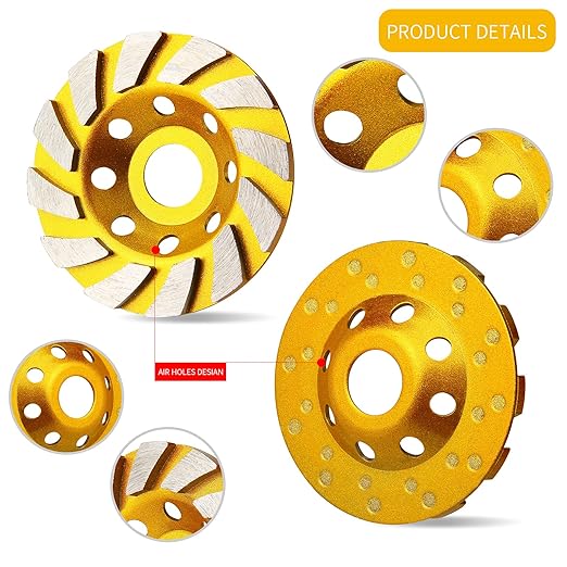 4 Inch Concrete Turbo Diamond Grinding Cup Wheel 12 Segs Heavy Duty Angle Grinder Wheels for Angle Grinder