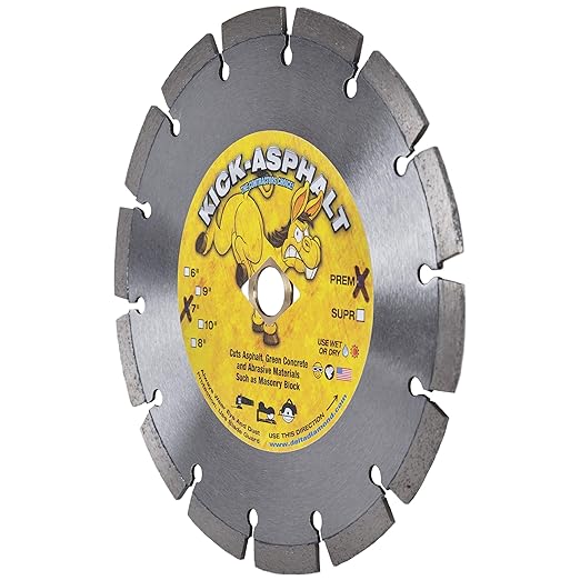 Delta Diamond Kick-Asphalt 7 Inch Diamond Blade, Segmented, Wet/Dry Cutting Asphalt, Green Concete, Masonry Block, and Similar Materials (7")