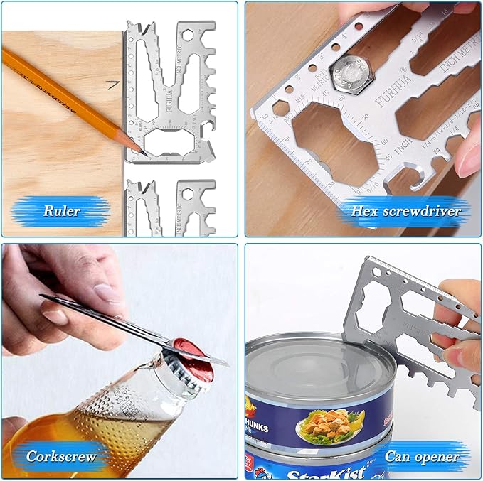 2 Pack Multitool Credit Card Sized Pocket Tool, 42-in-1 Wallet Multi Tool Card,thicker and harder, Gifts for Dad, Husband, Men - Bottle Opener, Cord Cutter, Screwdriver, Ruler, Scraper etc