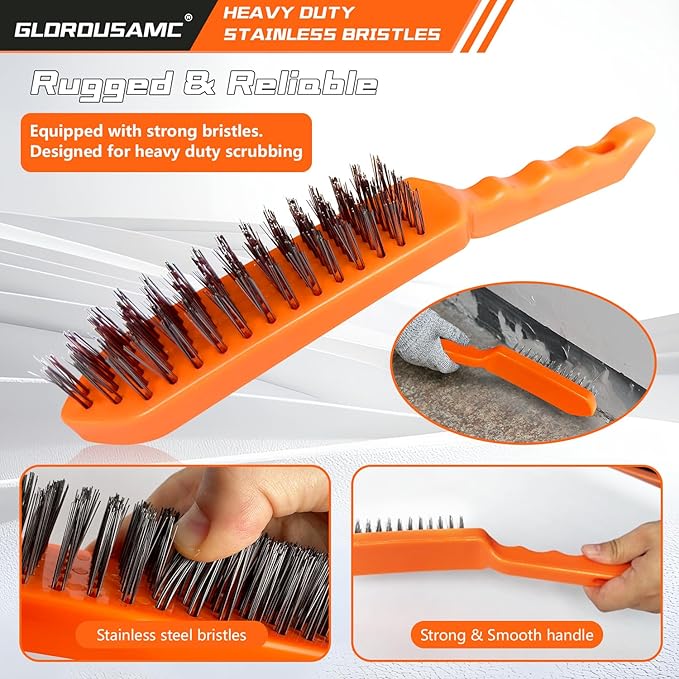 Welding/Chipping Hammer,28oz Professional Slag Removal Hammer and Wire Brush Set – Forged Steel Construction with Shock-Reducing Handle