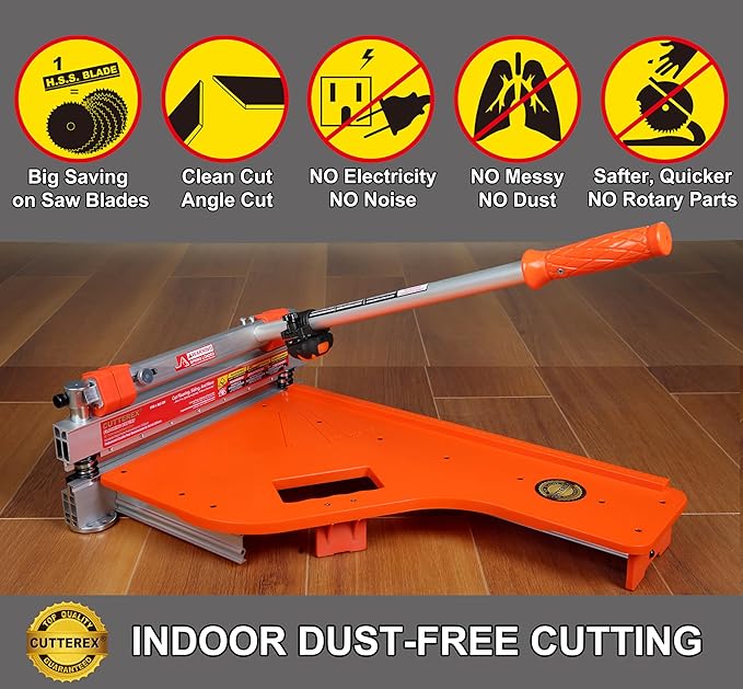 Laminate/Vinyl Floor Cutter, 13” Vinyl Plank Cutter with Wheels – Easy Angle & Length Cutting, Flooring Tools - Cuts Laminate Floor, Engineered Wood, LVP, LVT, VCT, SPC, WPC, HSS Blade/LED Light