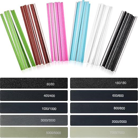 Honoson 70 Pcs Sanding Sticks Polishing Sticks Fine Sanding Twig Coded Abrasive Sand Twig for Plastic Model Assorted Metal and Wood Sand Tool Accessory for Craft (Low Grits Rating,Simple Style)