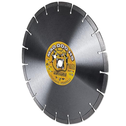 Delta Diamond Mad Dog HS 14 Inch Segmented Diamond Saw Blade, .125 X 1-20mm Arbor, Made in USA, Premium, Wet/Dry, Laser-Welded, General Purpose Cutting Concrete, Masonry, Stone (14")