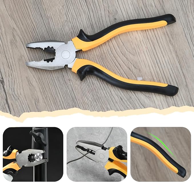Plier Hammer Tool Set, 8 Inch Lineman’s Plier with Wire Cutter Heavy Duty Claw Hammer with Nonslip Handle