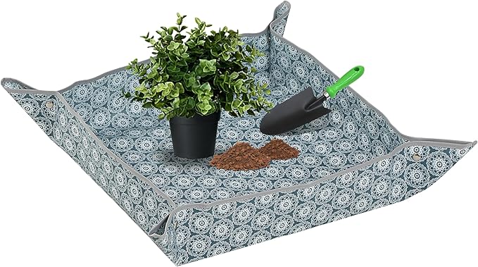 Heavy-Duty Waterproof ??Indoor Plant Transplanting & Mess Control Mat, Thick Succulent Potting Tray for Soil Change, Spill-Proof Gardening & Pet Grooming Mat (M - 29.5" X 29.5")