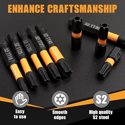 MulWark Torx Security Bit Set, 27 Pieces (T5?밫T40) ??Precision Tamper-Proof Star Bits with Smooth Edges, 1/4" Hex Shank, and Magnetic Holder ??Christmas Gift for DIY & Repair Projects