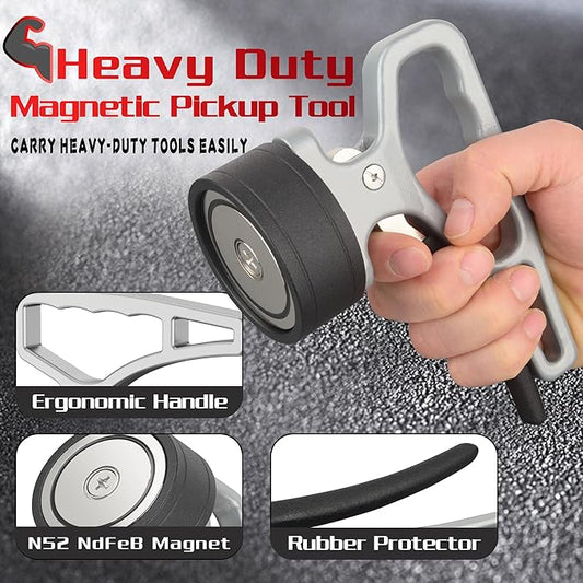 ULIBERMAGNET Heavy Duty Strong Magnetic Pickup Tool,Magnetic Lifting with Quick Release,Portable Material Collector with Ergonomic Handle for Iron Plate,Tool Steel,Laser Cutting
