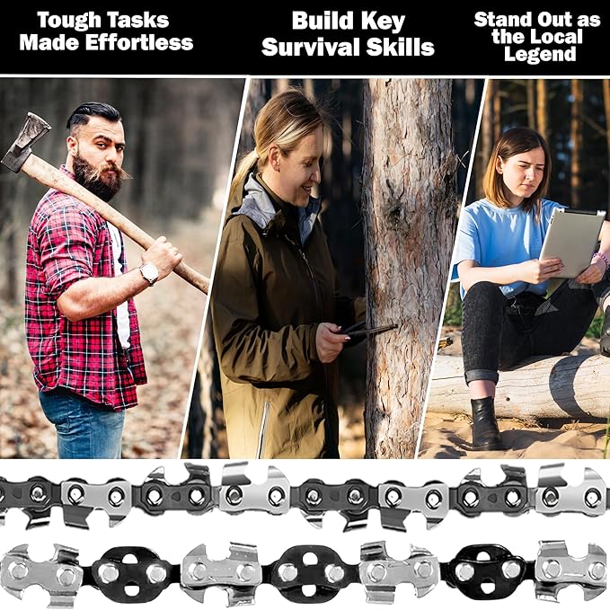 2 Pack High Limb Rope Saw 55 Inch – Dual Sided Manual Chainsaw with 70 Sharp Teeth Tree Rope Chain Saw for High Limbs with Storage Box – Heavy Duty Rope Saw for Tree Cutting, Camping & Survival