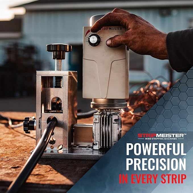StripMeister E350x Electric Automatic Wire Stripping Machine ??Wire Size Up To 횠1", Jam-Free, Ultra Fast Scrap Wire Stripper with Ultra Grip Feeders for Copper Wires