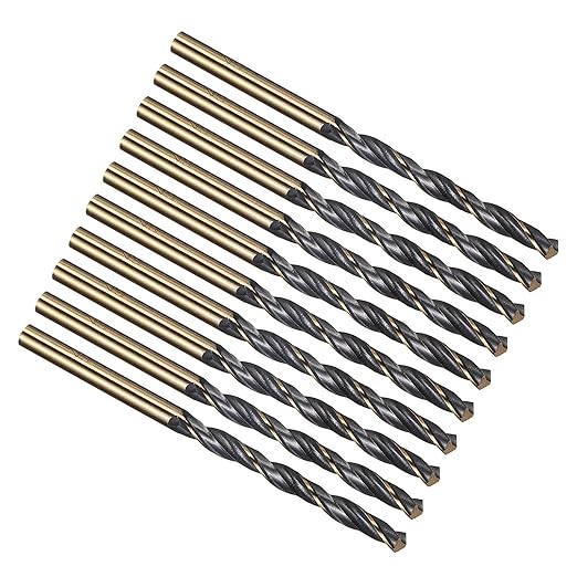PATIKIL 4mm Drill Bit, Jobber Straight Shank 4341 High-Speed Steel 118째 Black and Gold Finish for Medium-Hard Metal Steel Acrylic - 10 Pack