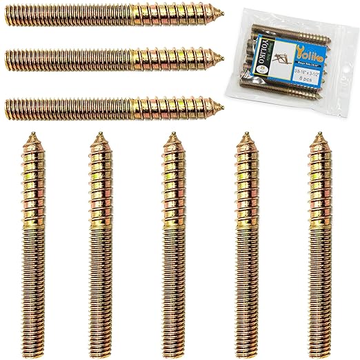 8 Pack 3/8-16 x 3-1/2 Inch Hanger Bolts 3/8-16" Double Headed Bolts 3/8 Wood Dowel Screw Self-Tapping Screw Hanger Bolts for Furniture Screws Threaded Rods Bolt 88.9mm Length