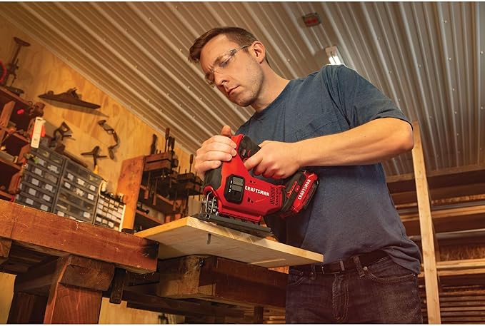 CRAFTSMAN V20 Cordless Jig Saw Kit, 3 Orbital Settings, Up to 2,500 SPM, Battery and Charger Included (CMCS600D1)