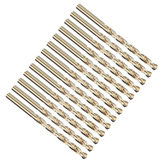 PATIKIL 7/32" Drill Bit, Jobber Straight Shank M35 Cobalt 5% High-Speed Steel 135째 Gold Finish for Stainless Steel Hard Metal - 13 Pack