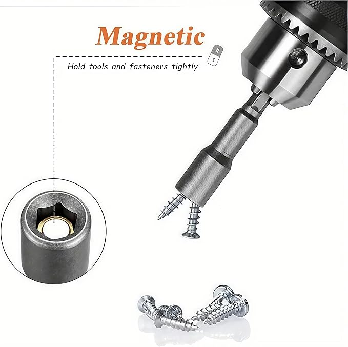 10PCS 5/16 Nut Driver Set,6mm-19mm Hex 5/16 Drill Bit Nut Driver Set Socket Adapter 1/4 Inch 42mm Electrician Tools