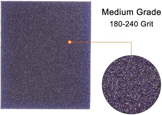 HARFINGTON 16pcs Medium Grit Sanding Sponge Blocks 180-240 Grit Foam Sanding Block Pad for Polishing Kitchen Metal Wood Drywall, 120x100x12mm, Purple