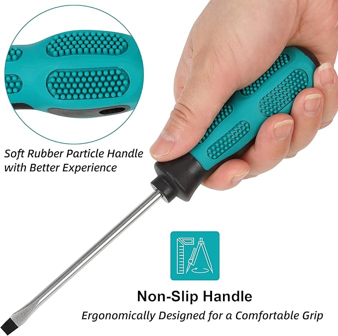 Magnetic Screwdriver Set 10 PCS,5 Phillips and 5 Flat Head Precision Screwdriver,Professional Cushion Grip and Non-Slip for Repair Home Improvement Craft,Green