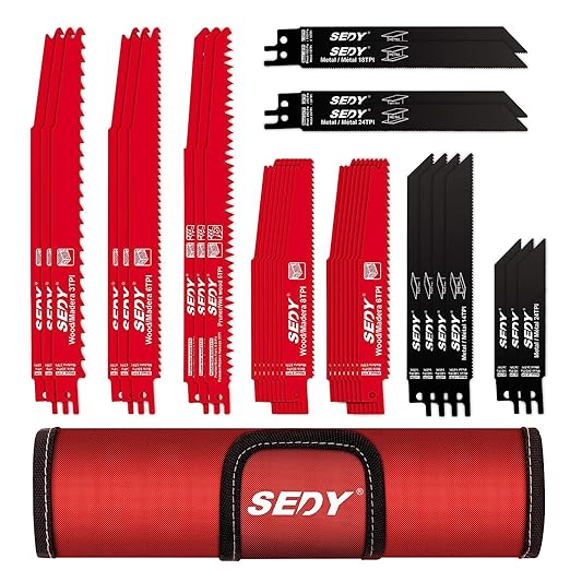 36-Piece Ultimate Reciprocating Saw Blade Set - Premium Saw Blades, Durable Wood & Metal Cutting Blades with Storage Pouch, Long-Lasting Pruning Blades