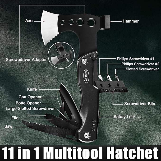 RoverTac Tools Set for Dad Gifts, 11-in-1 Multitool Axe, LED Flashlight & Tactical Knife in a Gift Box with "BEST DAD EVER", Unique Gift for Dad on Father?셲 Day, Birthday, Christmas & Retirement
