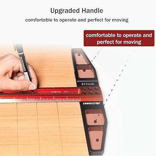 TYDEEY 12, 24, 31, 39 in Precision Ruler Square T-Shaped Woodworking Scriber Measuring Tool, Aluminum Alloy Architect Ruler for Carpenter Work, T Type Wood Layout and Measuring Tools (31 inch)