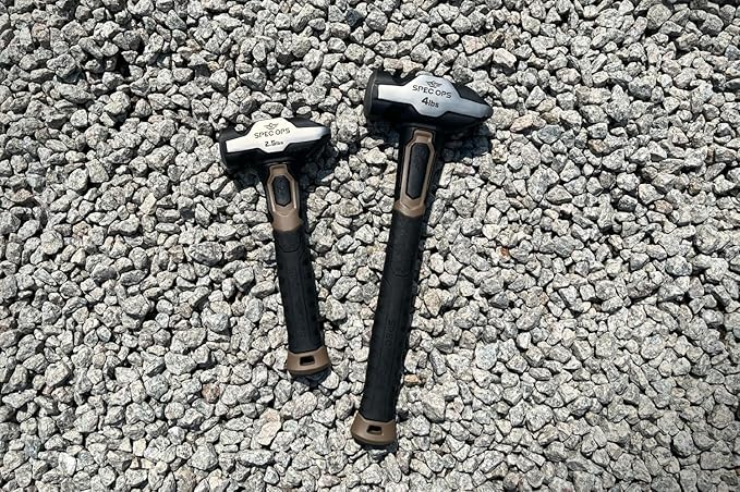 Spec Ops Tools Blacksmith Hammer, 2.5 lb Sledge hammer with Bi-Material Shock Absorbing & Vibration Dampening Handle, 3% Donated to Veterans, Black/Tan