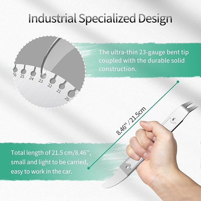 4140 Steel Durable Pay Bar,Multi-Function Trim Removal Tool for Compact Panel,Auto Trim Interior,Sheet Metal,Fasteners,Also for Bumper Retainer Clips-2PCS Silvery