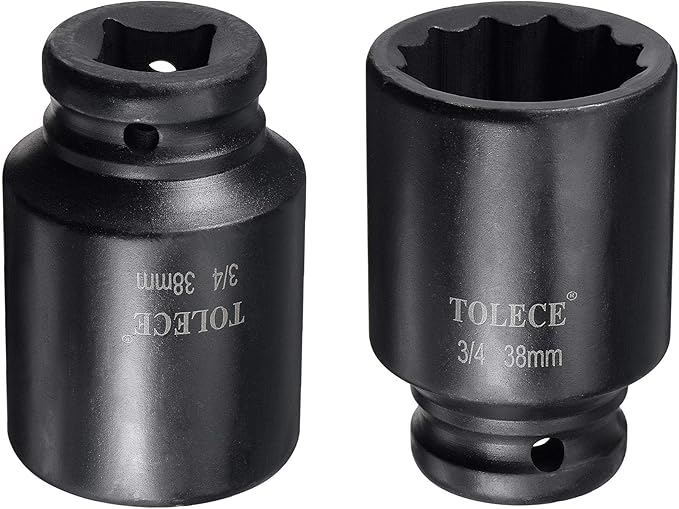 uxcell 3/4-Inch Drive 38mm 12-Point Deep Impact Socket, CR-MO Steel 78mm Length, Metric Sizes