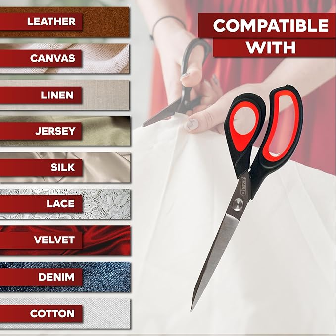 XFasten Heavy-Duty Professional Tailor Scissors, 9.5-Inch Heavy Duty Ultra-sharp Dressmaker?셲 Scissors Shears for Fabric Cutting | Sewing scissors for Fabric