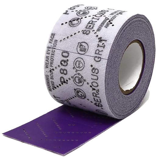 Serious Grit 800 Grit Hook & Loop Ceramic Sandpaper Roll - 70mm x 12m Multi-Hole Dustless Abrasive Roll for Automotive, Wood, and Metal Sanding - Ideal for Body Repair and Paint Preparation