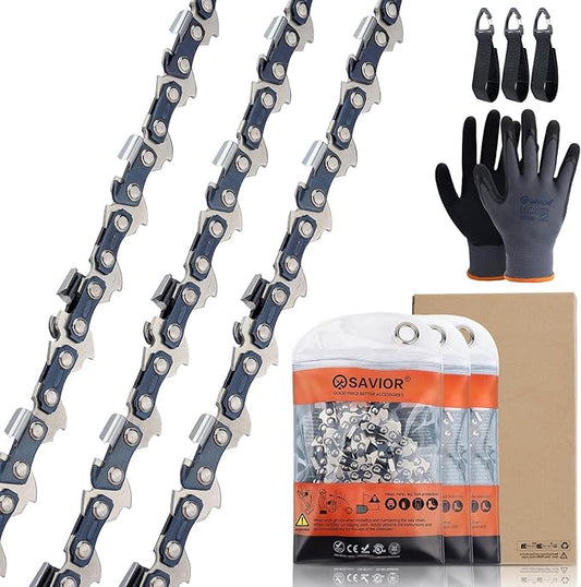Savior 3PC 10 Inch Chainsaw Chain, Replacement 10" Pole Saw Chain for WORX WG309 Sun Joe SWJ803E SWJ807E Remington RM1035P - S40 3/8'' .050'' 40 Drive Links