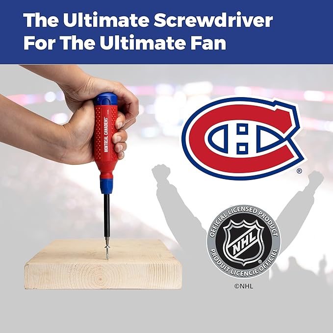 MEGAPRO짰 NHL짰 Team Edition Multi-bit Screwdriver | Officially Licensed NHL짰 Gear | Durable, Ergonomic, Pro-Grade Screwdriver (Montreal Canadiens짰)