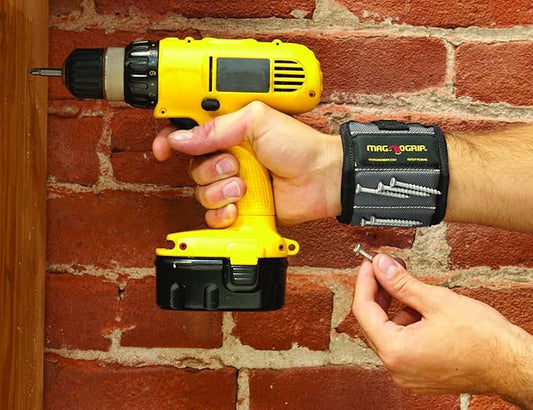 MagnoGrip Magnetic Wristband for Holding Screws, Nails, Drill Bits, Super Strong Magnets, Adjustable Strap, Essential Tool for DIYers, Handyman, Mechanics, Construction & Home Improvement - Platinum
