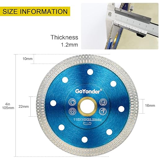 GoYonder 10pcs 4" Grinder Blades Tile Blade, Diamond Saw Blade for Cutting Porcelain Tiles Granite, 115mm Tile Cutting Blade for Angle Grinder